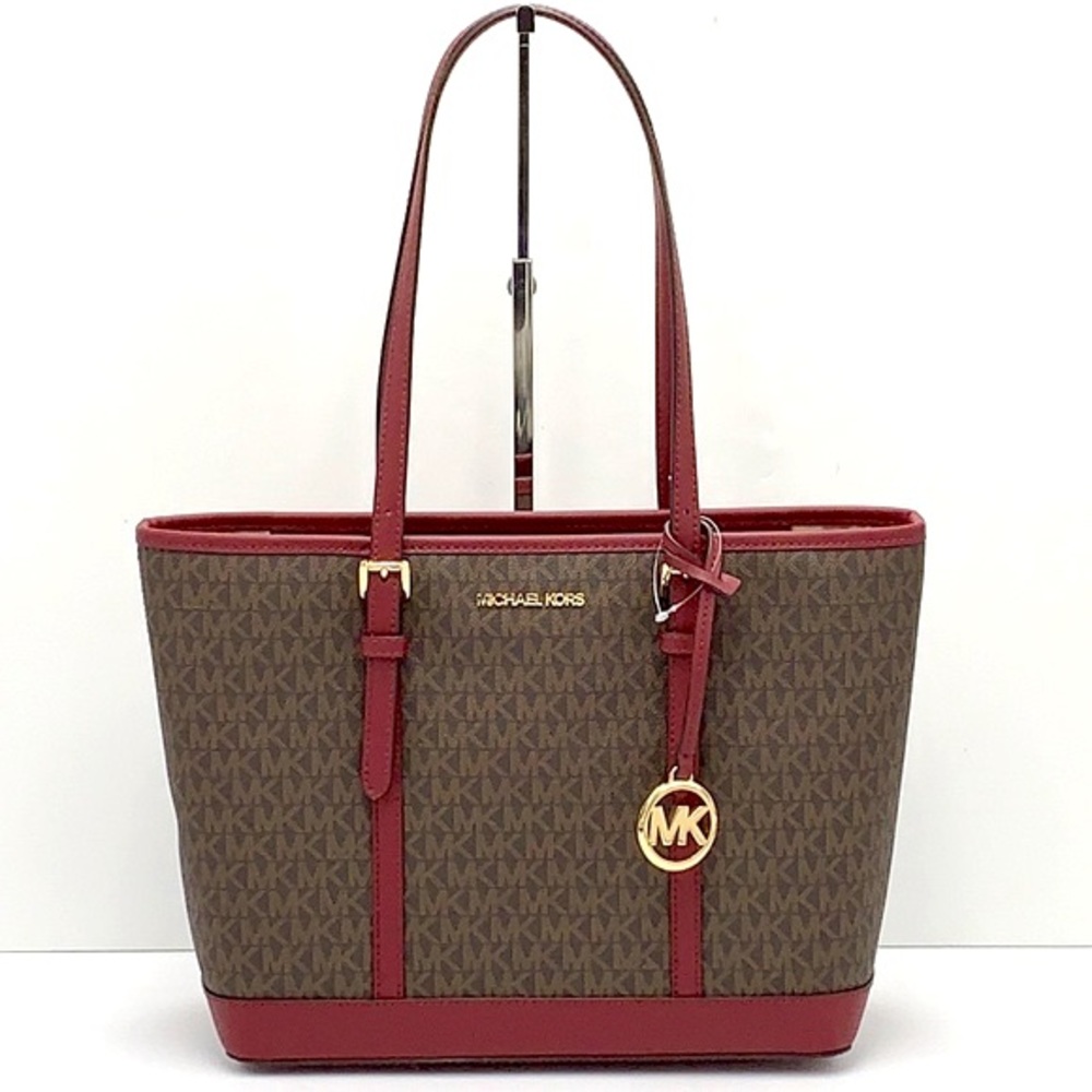 MICHAEL KORS LOGO SHOULDER
TOTE DARK CHERRY COLOR 14.75"W X
10"H × 5.5"D - Picture 2 of 16